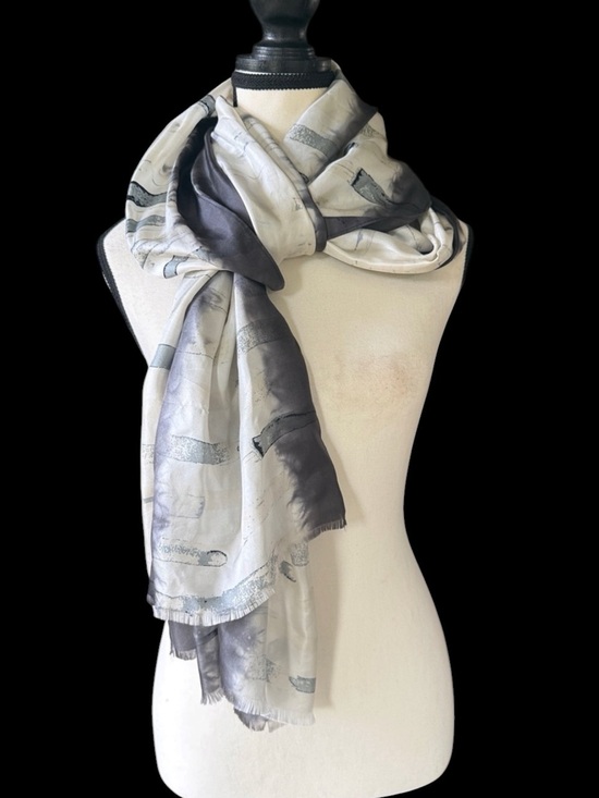 Accessories - CHICOS ladies black and white tie-dye design 100% silk scarf NWOT
